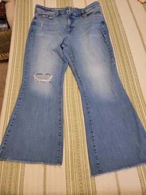 Ava & Viv Light Blue Distressed Flare Jeans - Women's